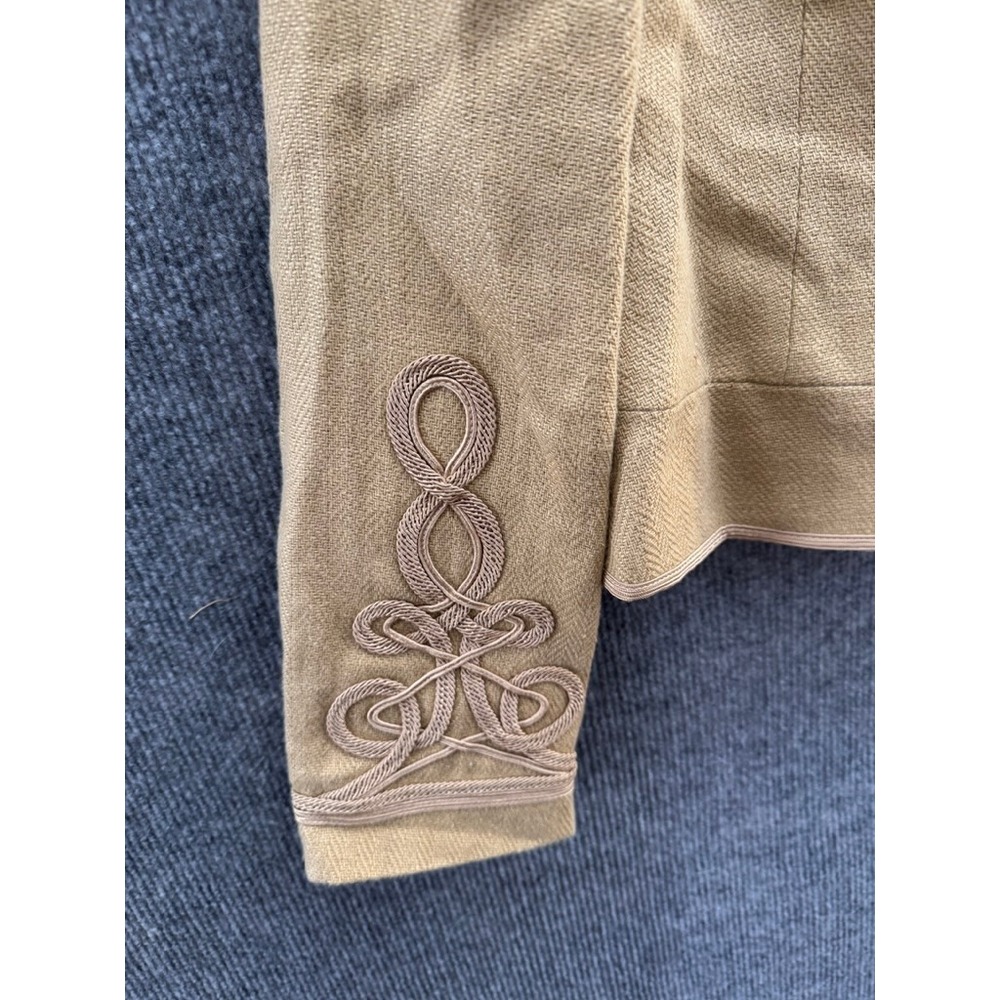 NWT Lauren Ralph Lauren Petite Tan Linen Military Jacket Soutache Cuffs 12P NEW - Picture 8 of 12
